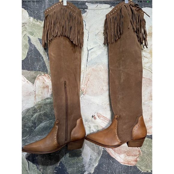 New Free People Sage Fringe Over-The-Knee Boots Size 39.5 - Picture 5 of 6